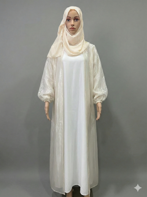 Hareer Cream Abaya — alternate view