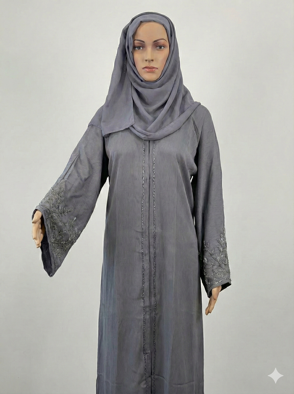 Noor Grey Abaya — alternate view