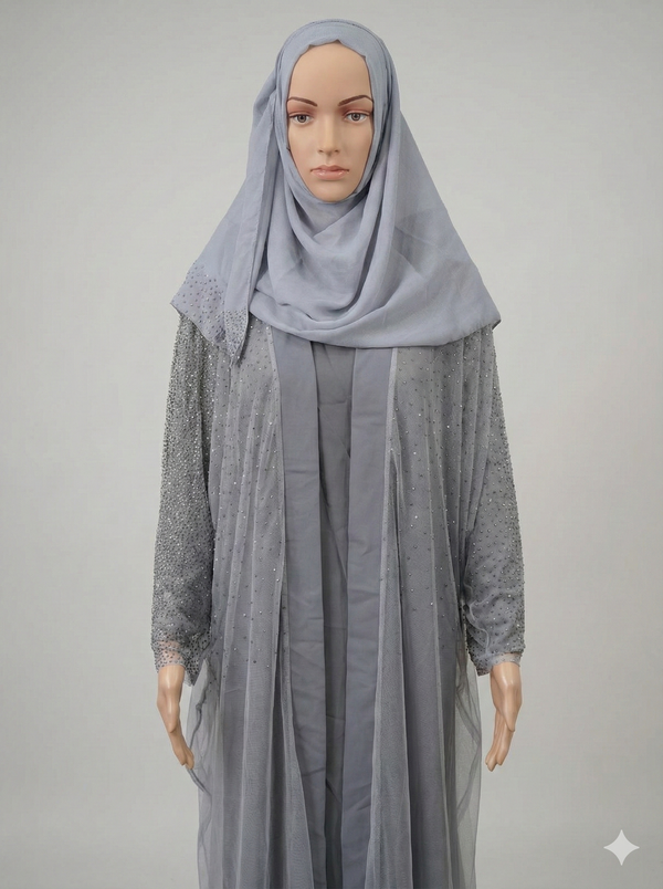 Sadaf Abaya Ash Grey — alternate view