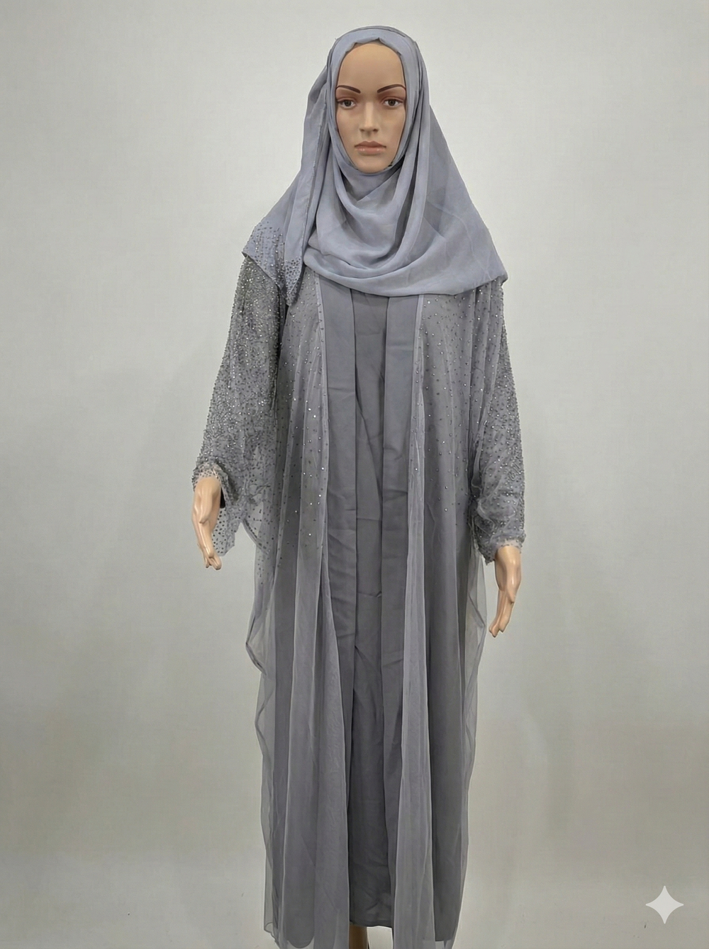 Sadaf Abaya Ash Grey